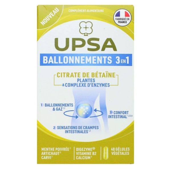 UPSA BALLONNEMENTS 3 EN 1 40 GELULES